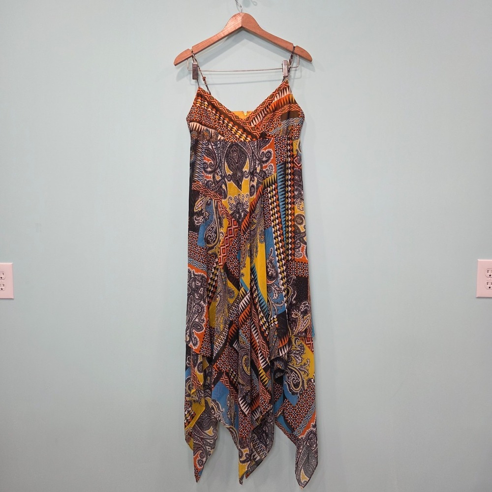 Muse Boston Proper Midi Dress Women's 8 Paisley‎ Boho Summer Colorful Sleeveless